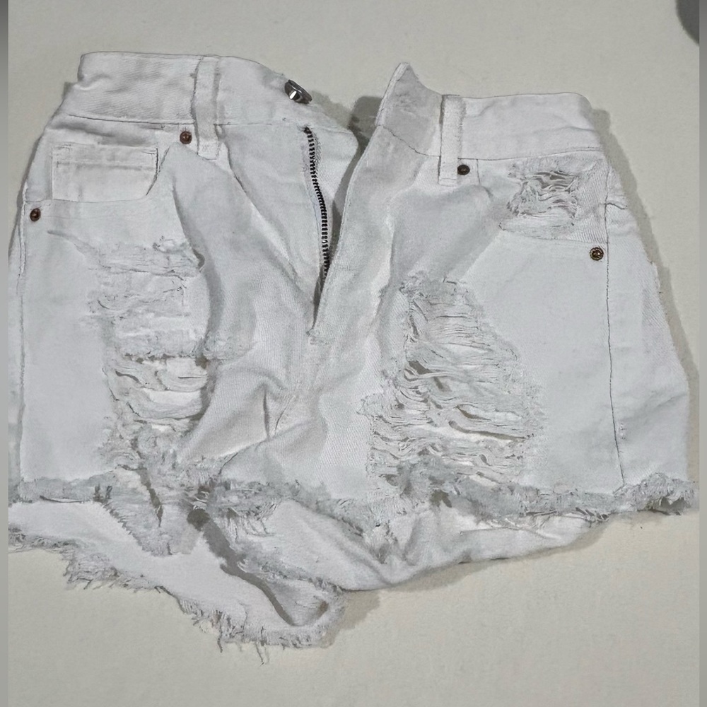 PacSun White Ripped Jean Shorts